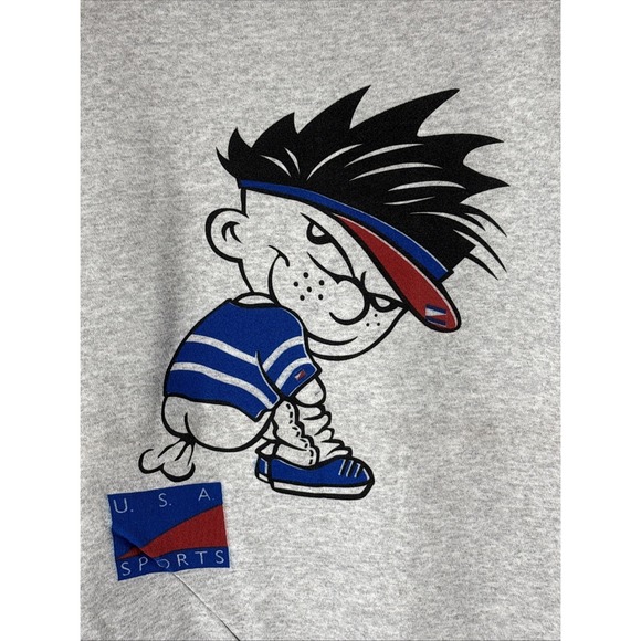 Vintage Calvin And Hobbes Gray Sweatshirt Funny Farting USA Sports XL Logo Athle - Picture 1 of 5